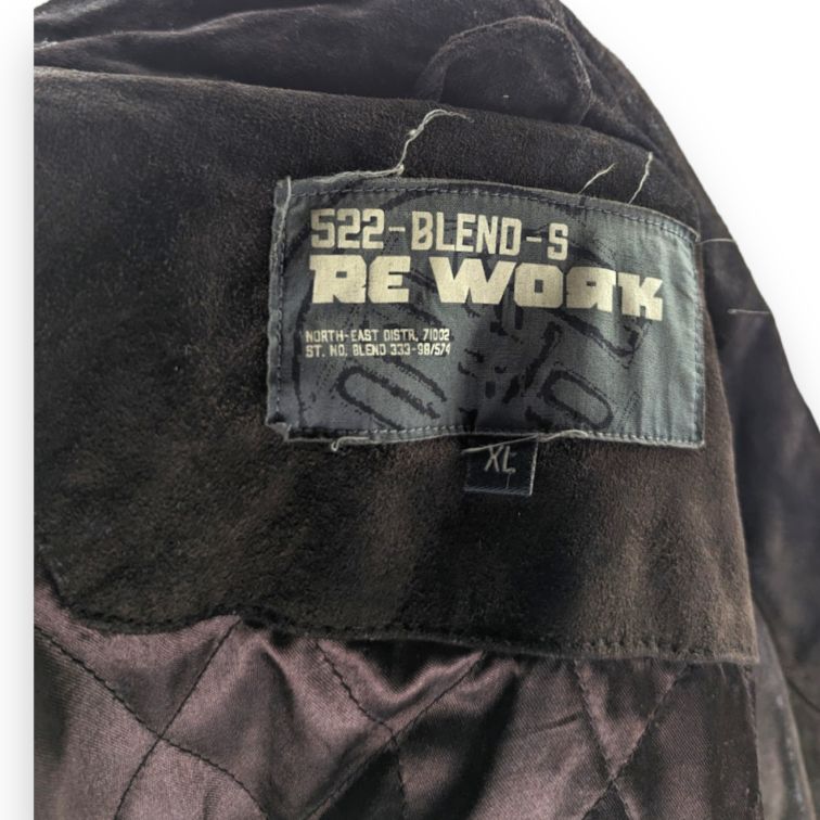 522-Blend-S RE WORK Vintage Brown Leather Jacket Men Size XL