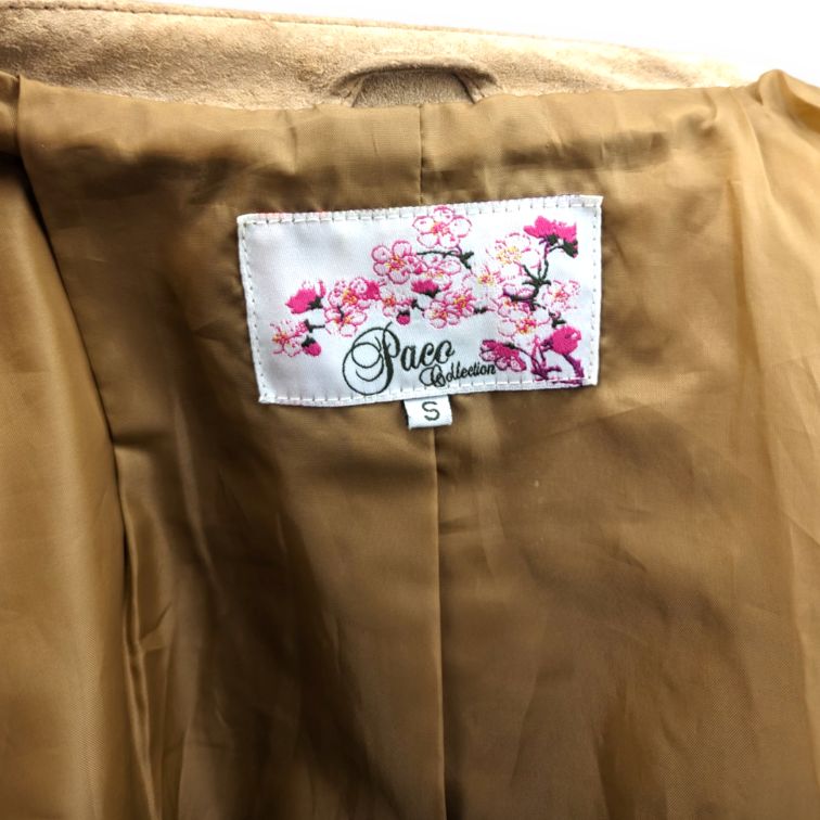 Paco Collection Beige Button Suede Leather Jacket Women Size Small