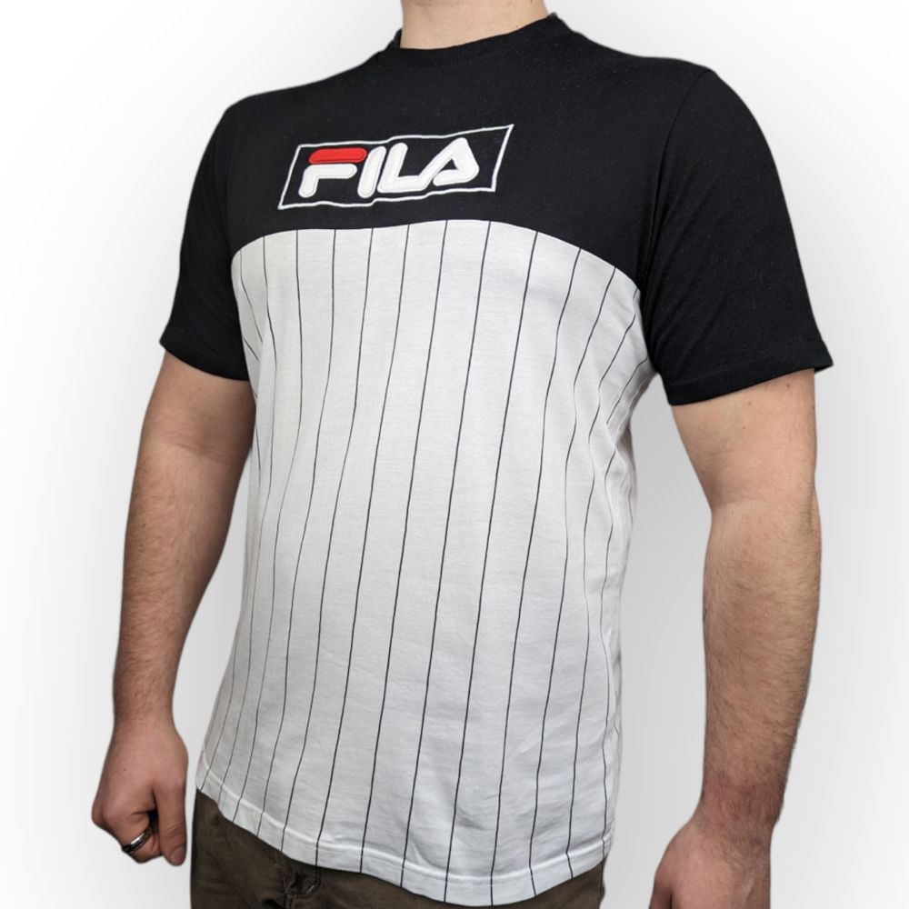 Fila White Short Sleeve Core Strips Casual T-shirt Men Size Large