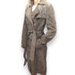 Savida Beige Buttons Suede Leather Trench Coat Women Size UK 12
