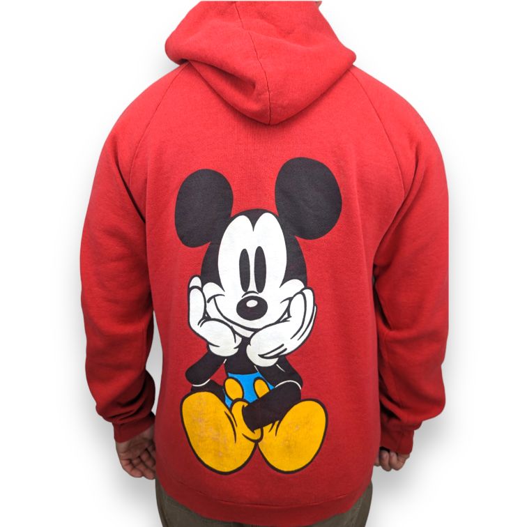 Disney Vintage Mickey Mouse Red Pullover Hoodie Men Size XL