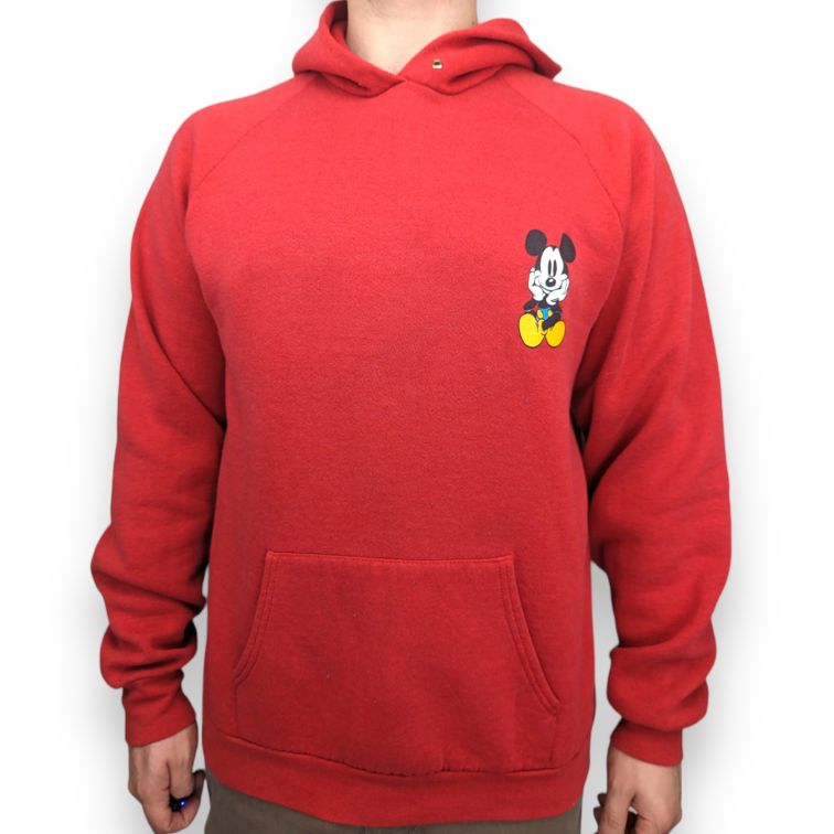 Disney Vintage Mickey Mouse Red Pullover Hoodie Men Size XL