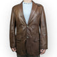 Vintage Brown Button Up Soft Sheep Leather Jacket Blazer Men Size Large