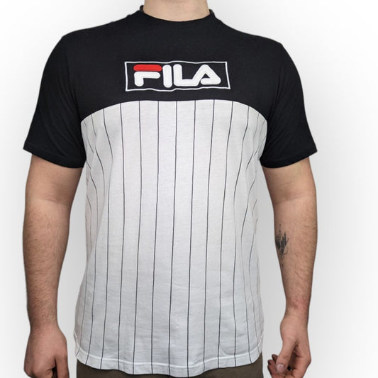 Fila White Short Sleeve Core Strips Casual T-shirt Men Size Large
