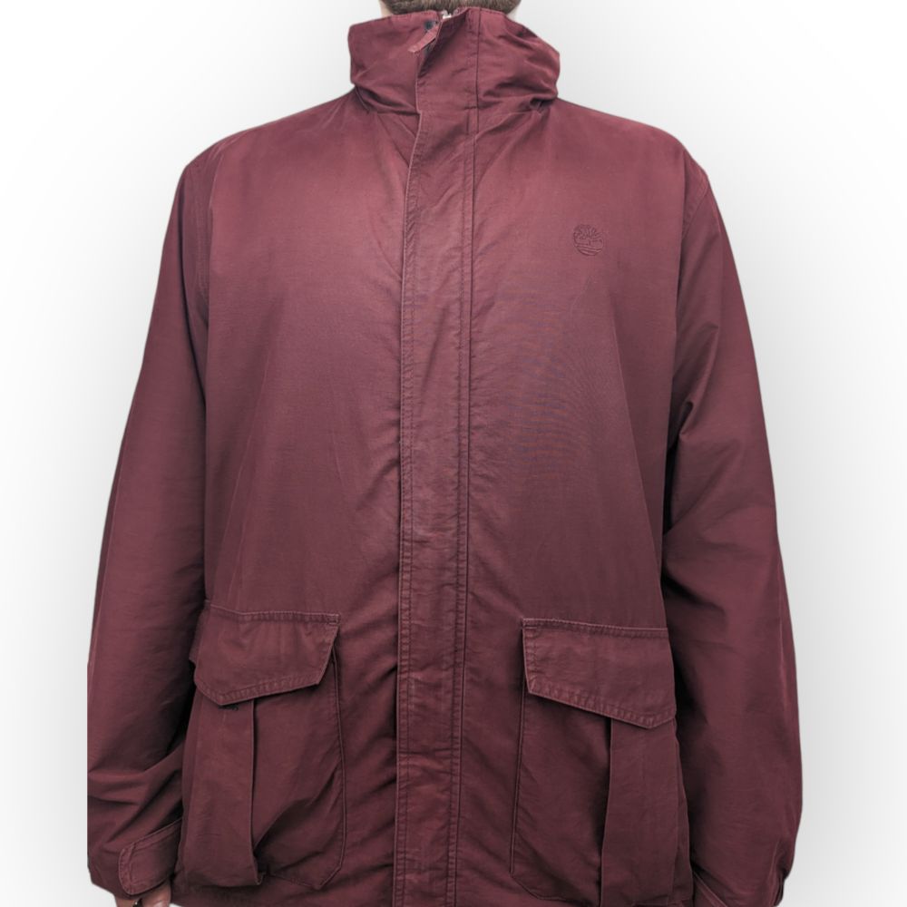 Timberland Vintage Burgundy Windbreaker Jacket Men Size Large