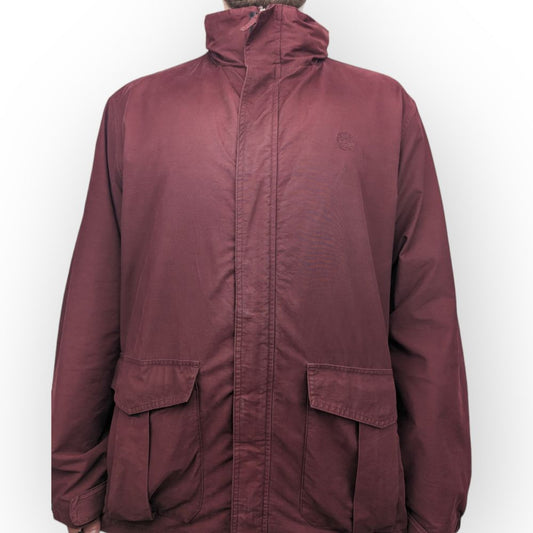 Timberland Vintage Burgundy Windbreaker Jacket Men Size Large