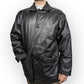 Modern Classic Black Button Up Leather Coat Men Size Large
