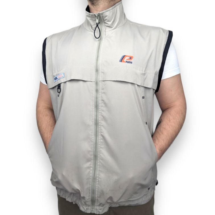 Puma Vintage Grey Full-Zip Gilet Waistcoat Jacket Men Size XL