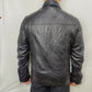 S'Oliver QS Vintage Black Leather Motorcycle Biker Jacket Men Size Large
