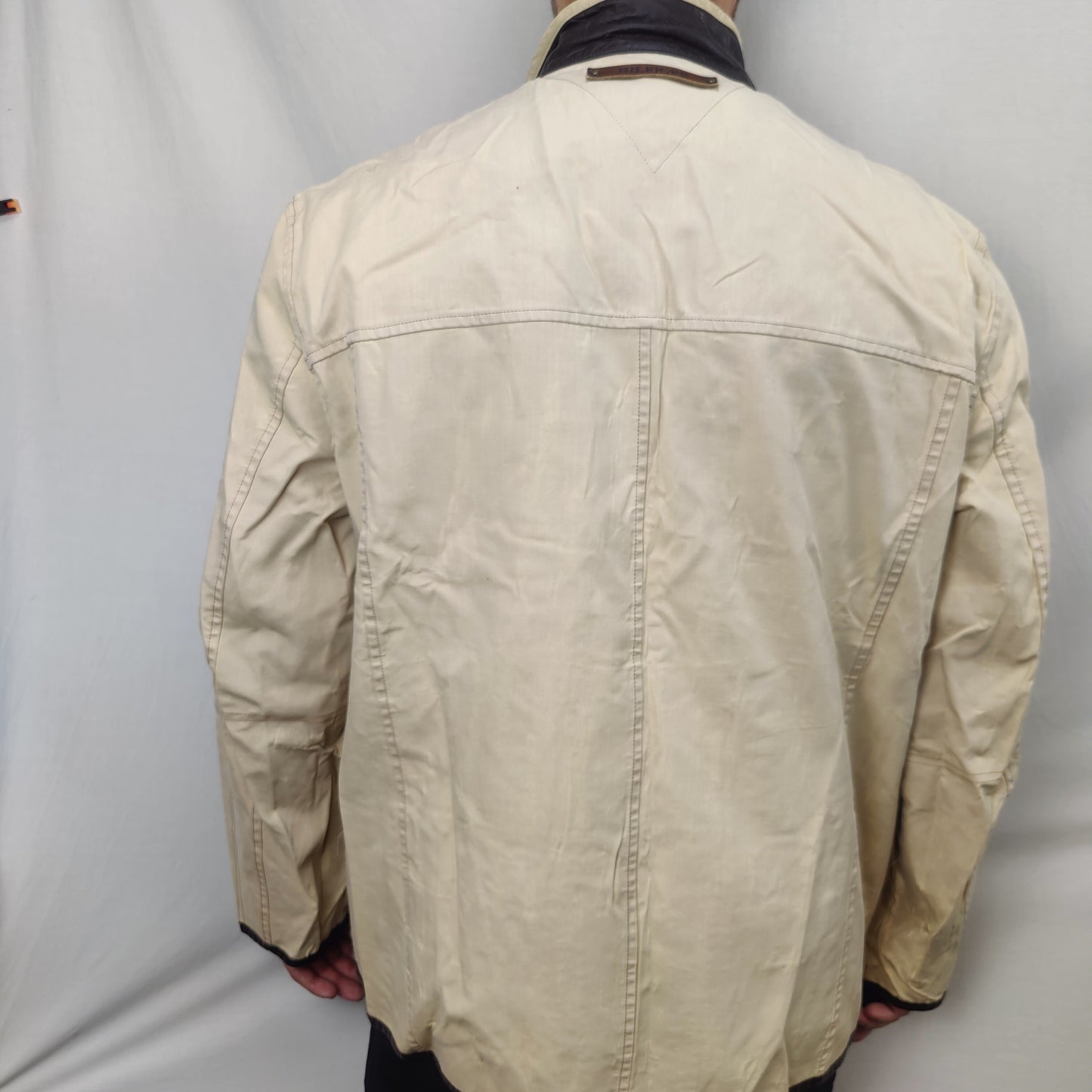 Tommy Hilfiger Vintage Beige White Jacket Coat Overcoat Men Size XL