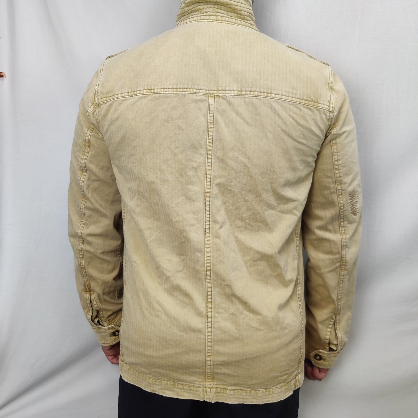 Fossil Vintage Beige Long Sleeve Denim Shirt Men Size Large