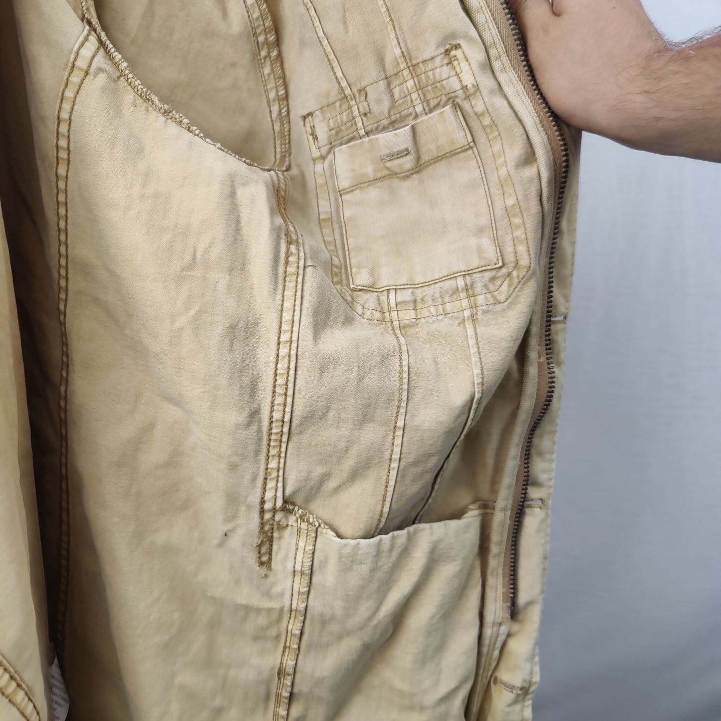 Fossil Vintage Beige Long Sleeve Denim Shirt Men Size Large