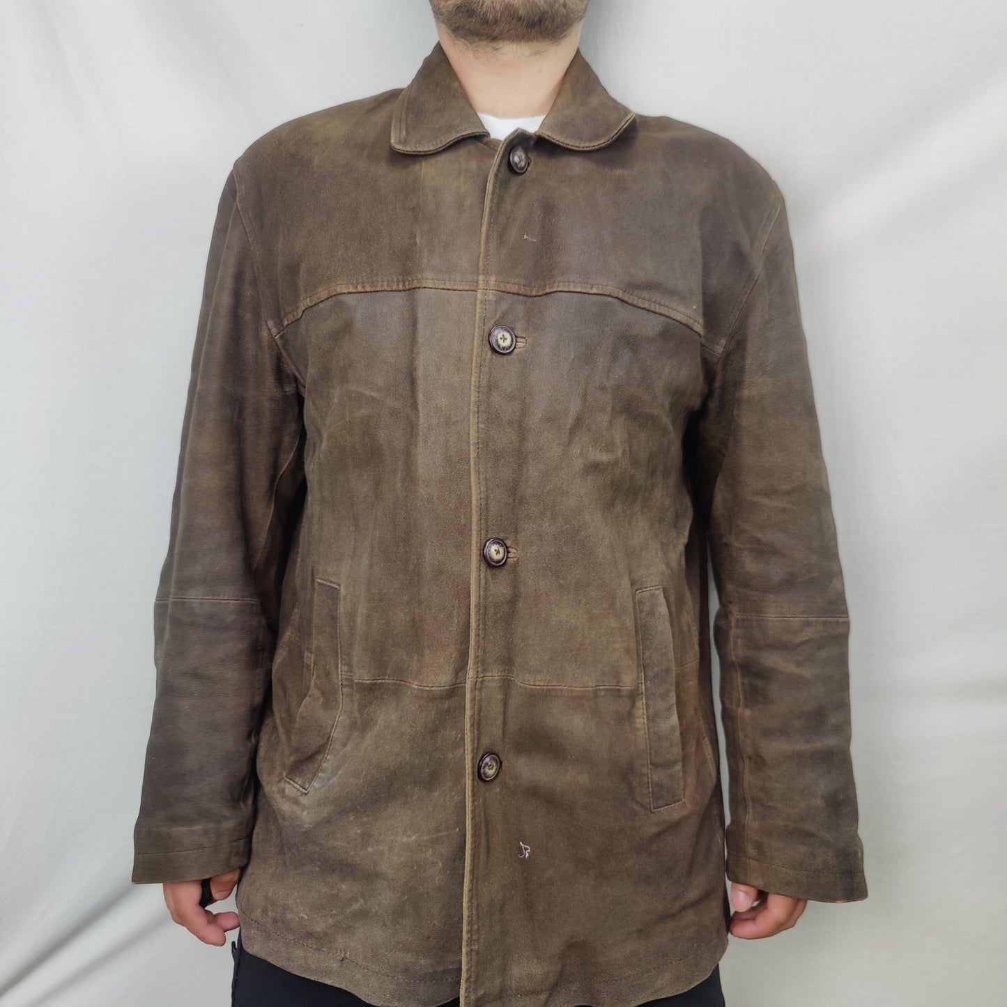 Valentino Vera Pelle Vintage Brown Leather Jacket Coat Men Size Medium