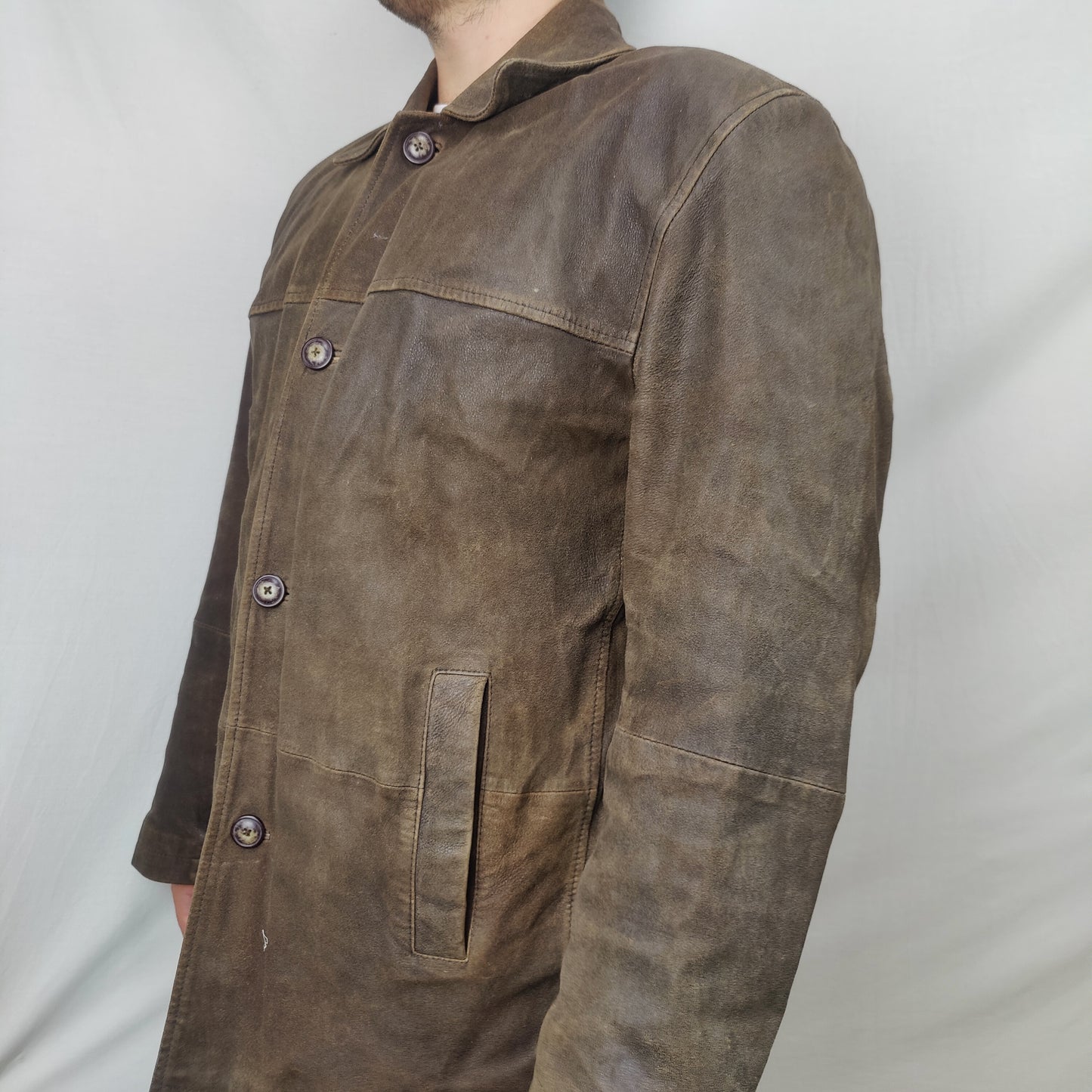 Valentino Vera Pelle Vintage Brown Leather Jacket Coat Men Size Medium