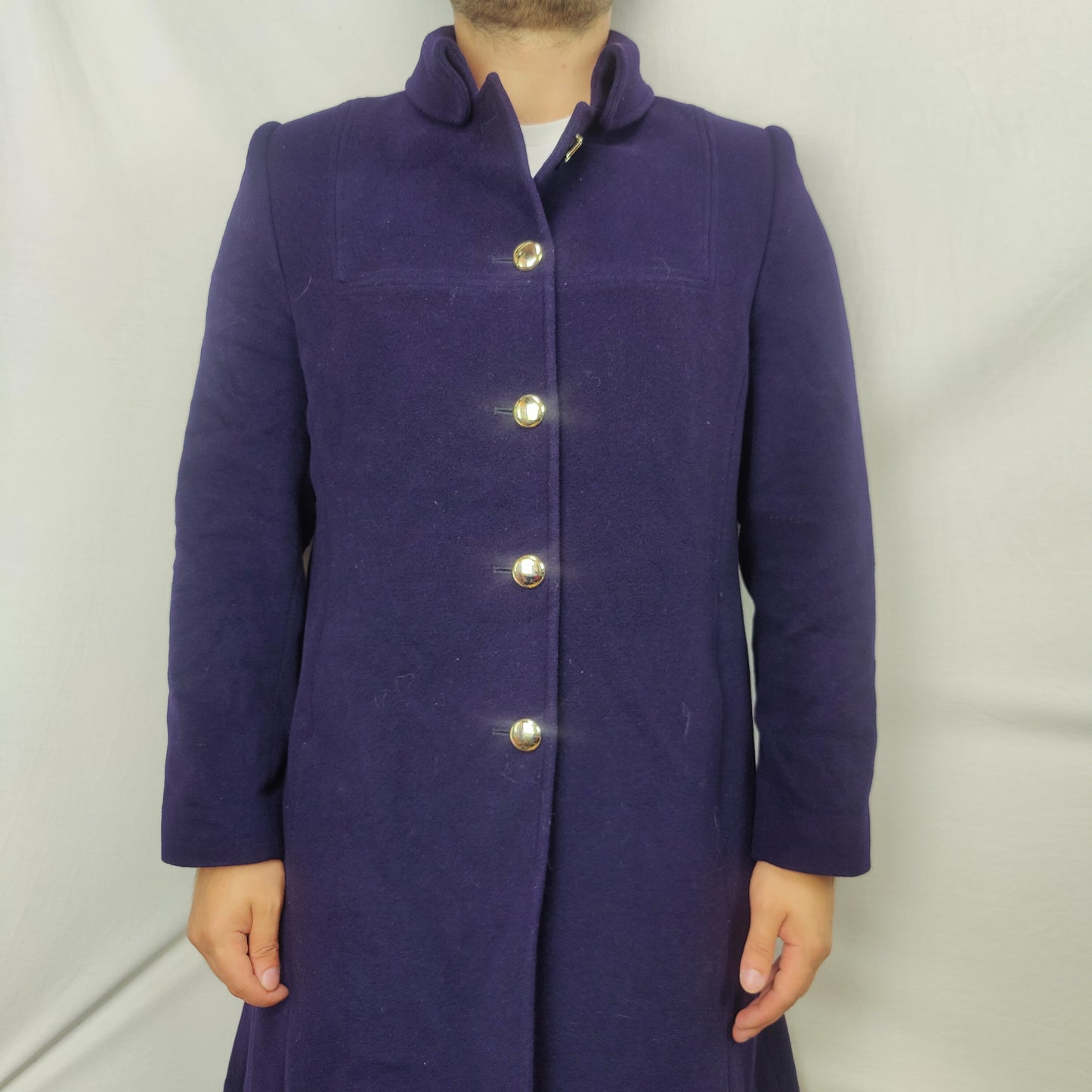 Christina Felix Vintage Purple Wool Cashmere Pea Coat Overcoat Women Size XL
