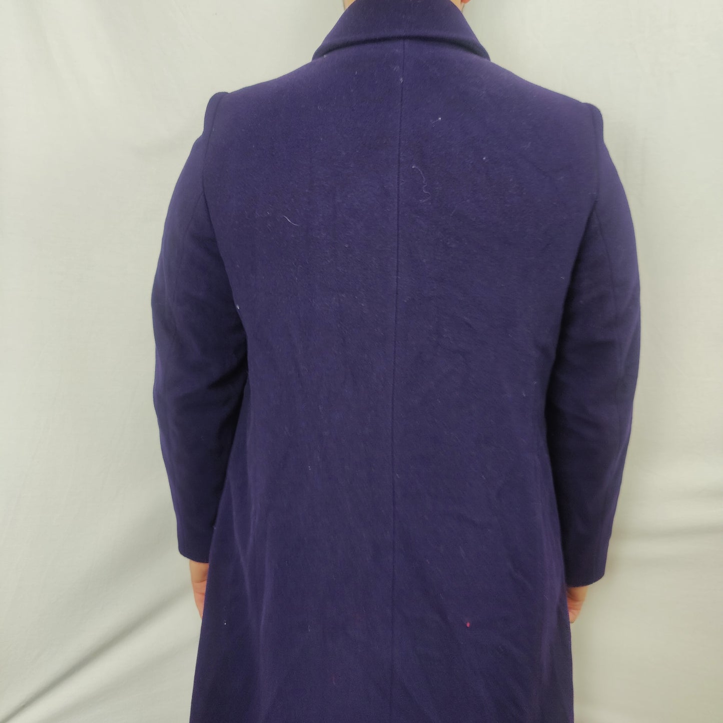 Christina Felix Vintage Purple Wool Cashmere Pea Coat Overcoat Women Size XL