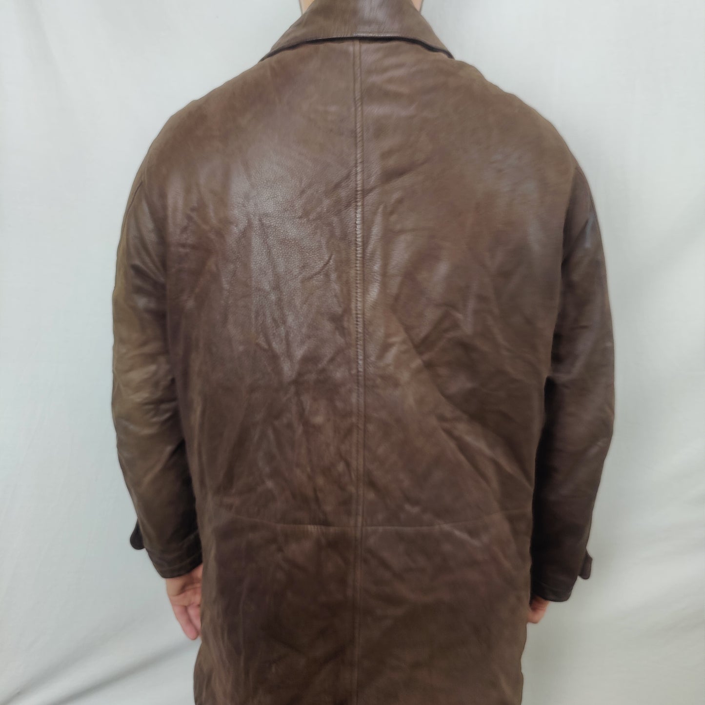 Hugo Boss Vintage Brown Leather Jacket Coat Men Size Large