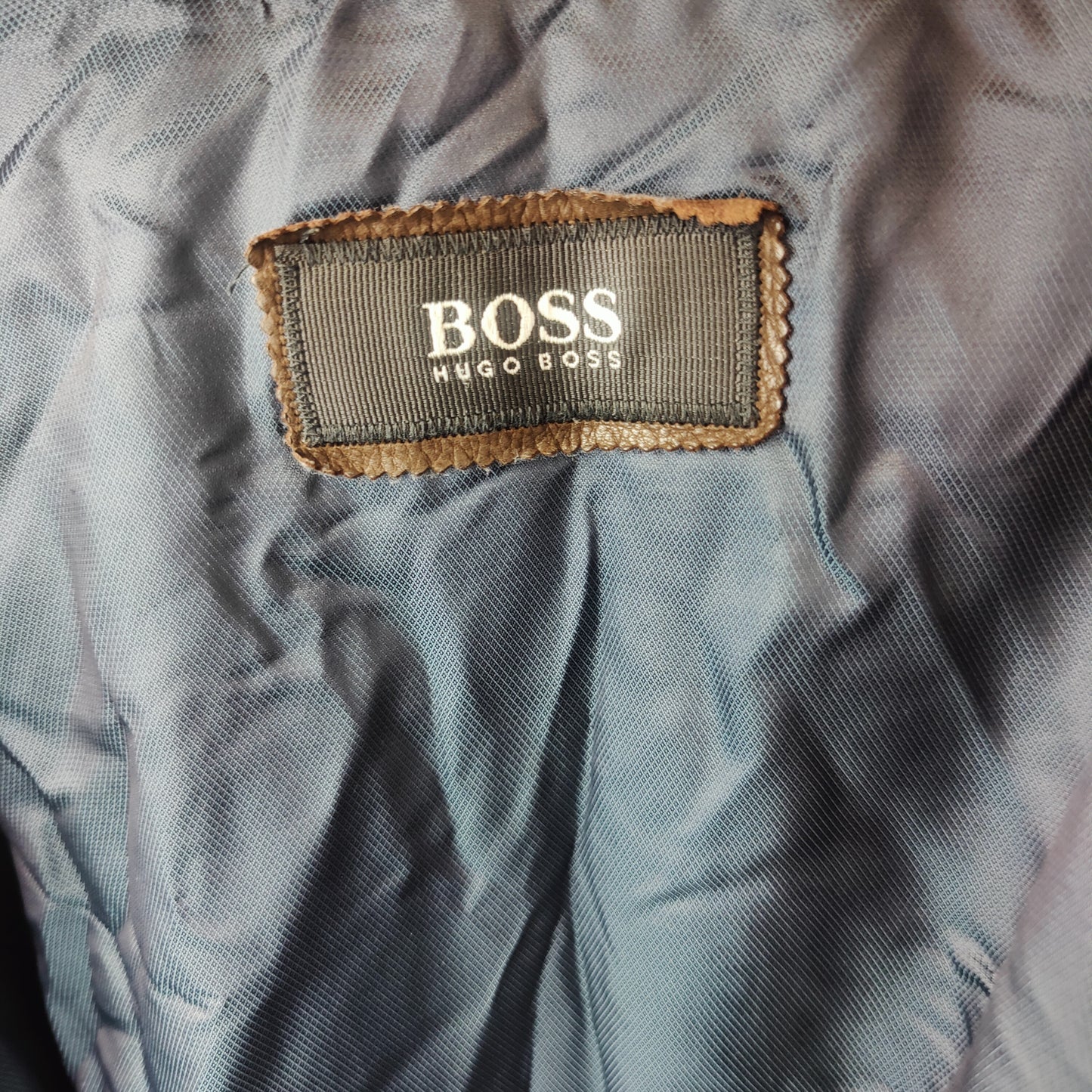 Hugo Boss Vintage Brown Leather Jacket Coat Men Size Large