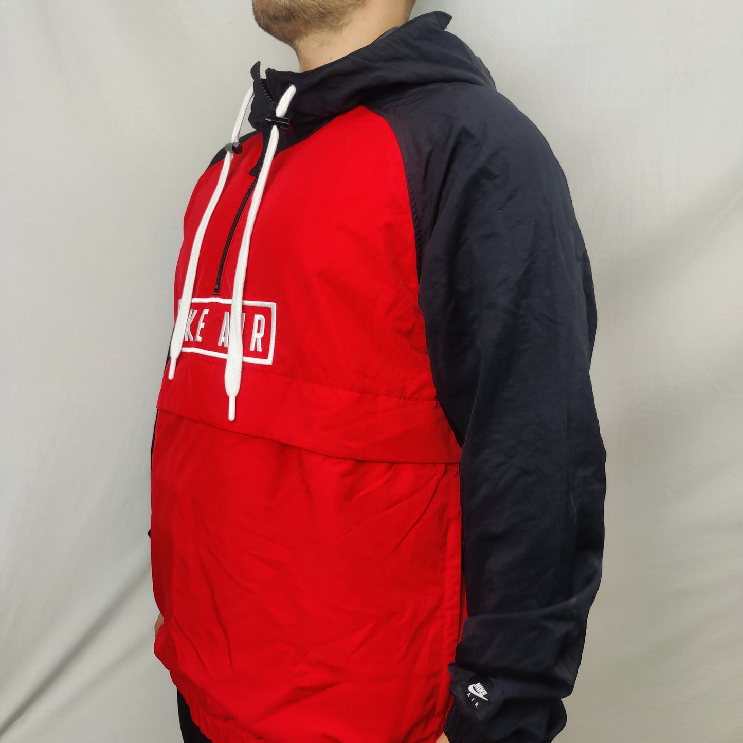 Nike Air Red Black Half Zip Anorak Windbreaker Jacket Men Size Large