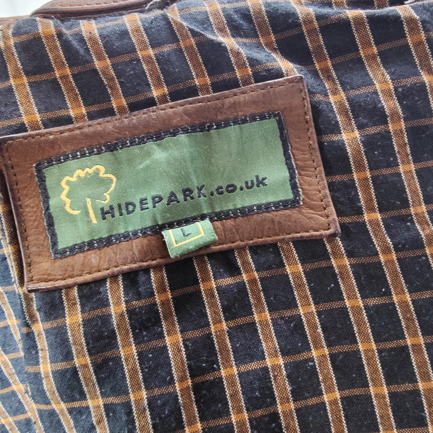 Hide Park Brown Tan Leather Jacket Overcoat Coat Men Size Large