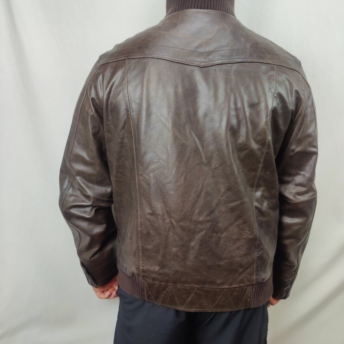 Gap Vintage Brown Leather Jacket Coat Men Size Large