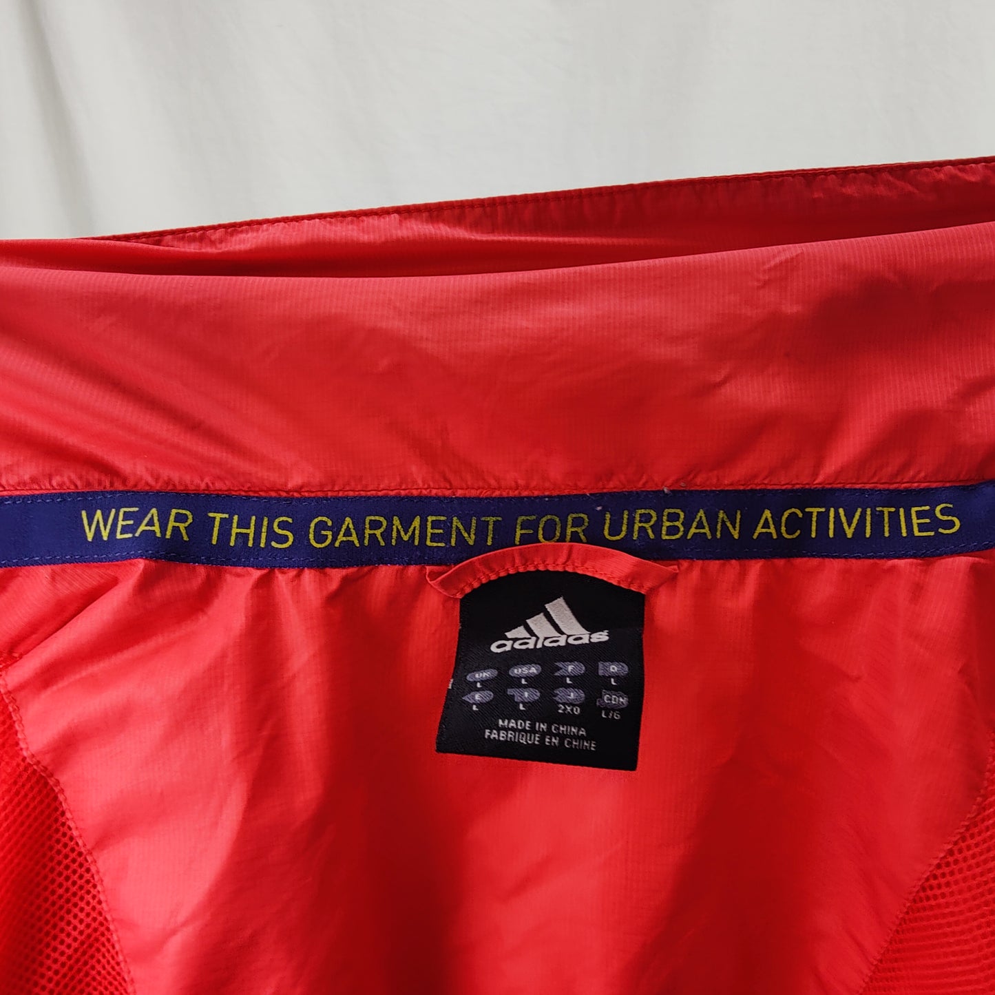Adidas Red Lightweight Windbreaker Jacket Men Size Large
