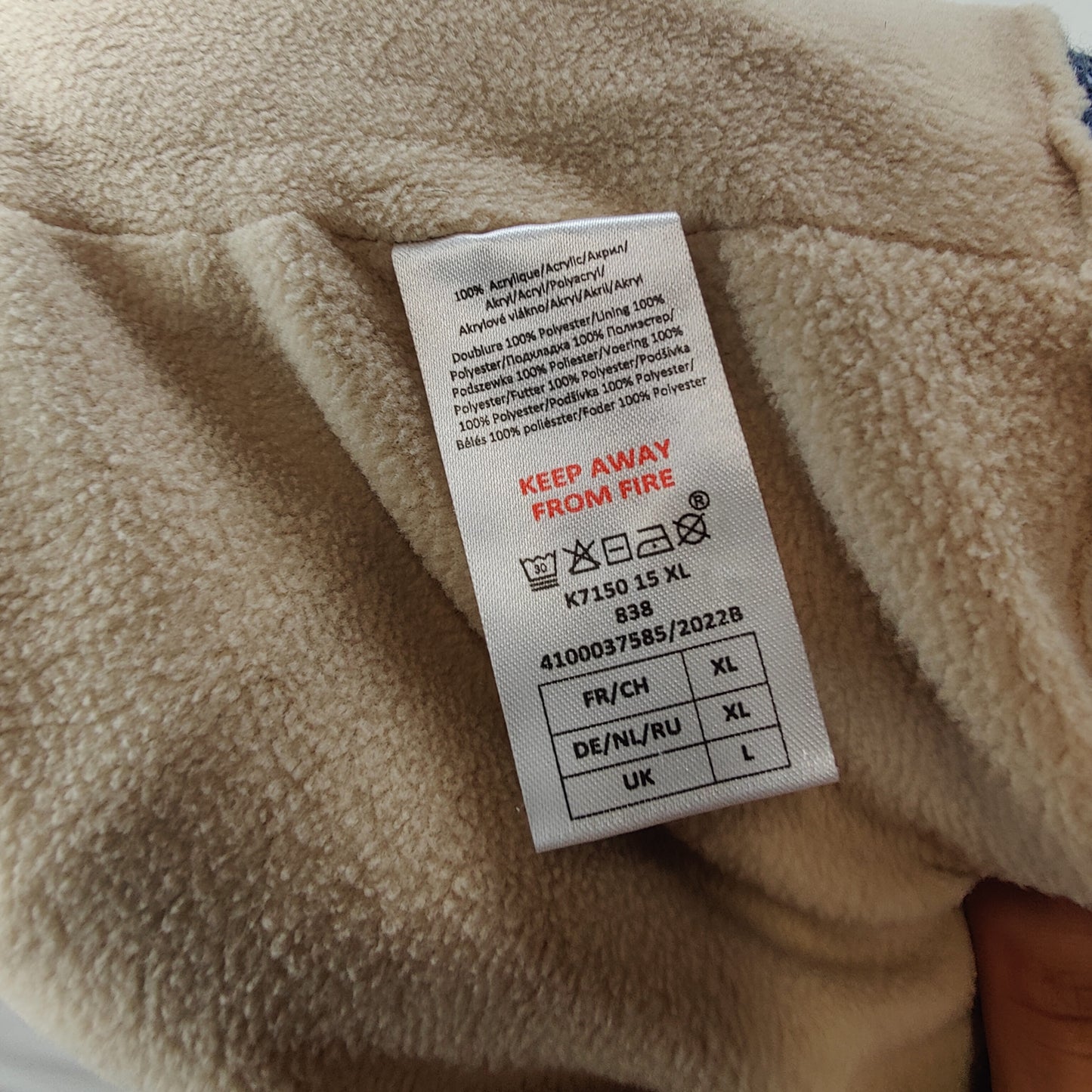 Atlas Mottled Blue Fleece Lined Knitted Jacket Men Size Large