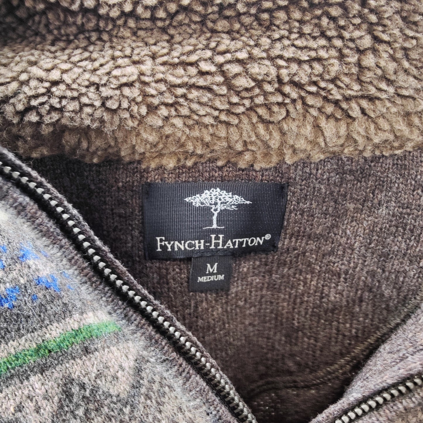 Fynch Hatton Brown Wool High Neck 1/4 Zip Jumper Sweater Men Medium