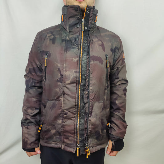 Superdry Brown Camo Windattacker Windbreaker Jacket Men Size XL