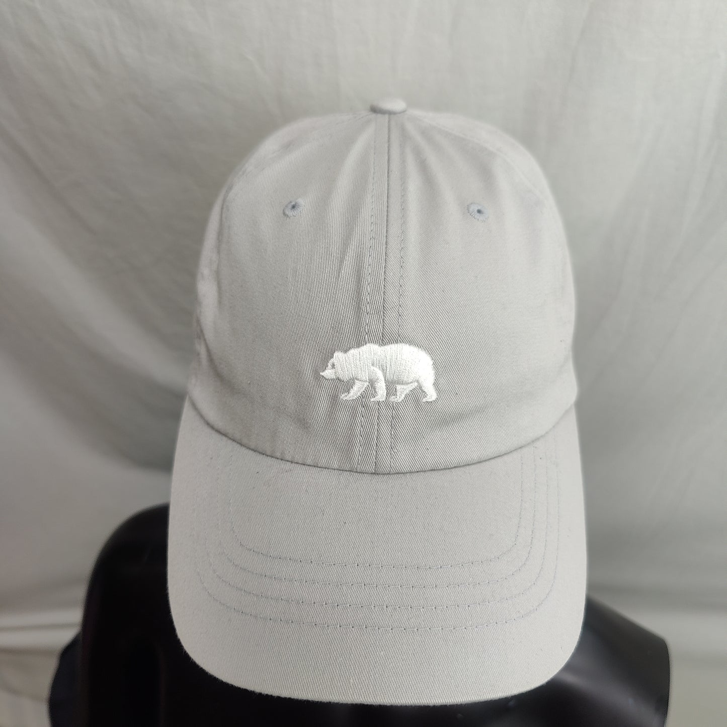 The North Face Grey Embroidered Bear Baseball Cap Hat Men One Size