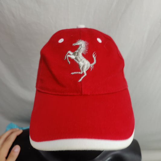 Ferrari Vintage Embroidered Red Baseball Cap Hat Men One Size