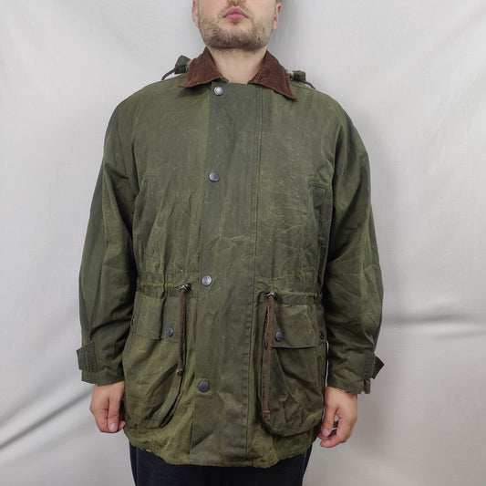 MC Orvis Vintage Wachs-Wetterjacke Green Waxed Hunting Fishing Jacket Men Medium