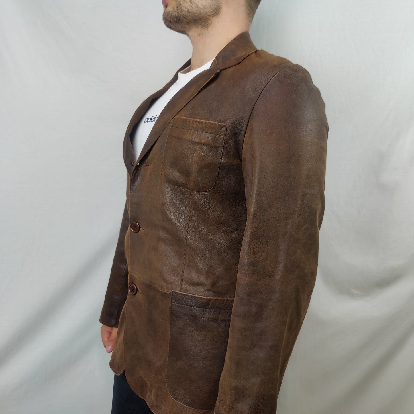 Springfield Vintage Brown Goat Leather Blazer Jacket Men Size Large