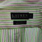 Ralph Lauren White Green Striped Long Sleeve Casual Shirt Men Size Large