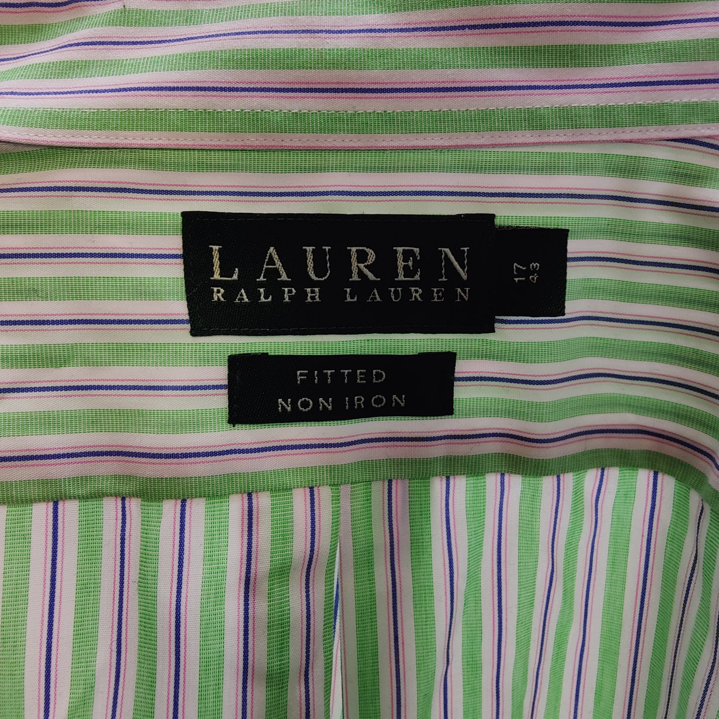 Ralph Lauren White Green Striped Long Sleeve Casual Shirt Men Size Large