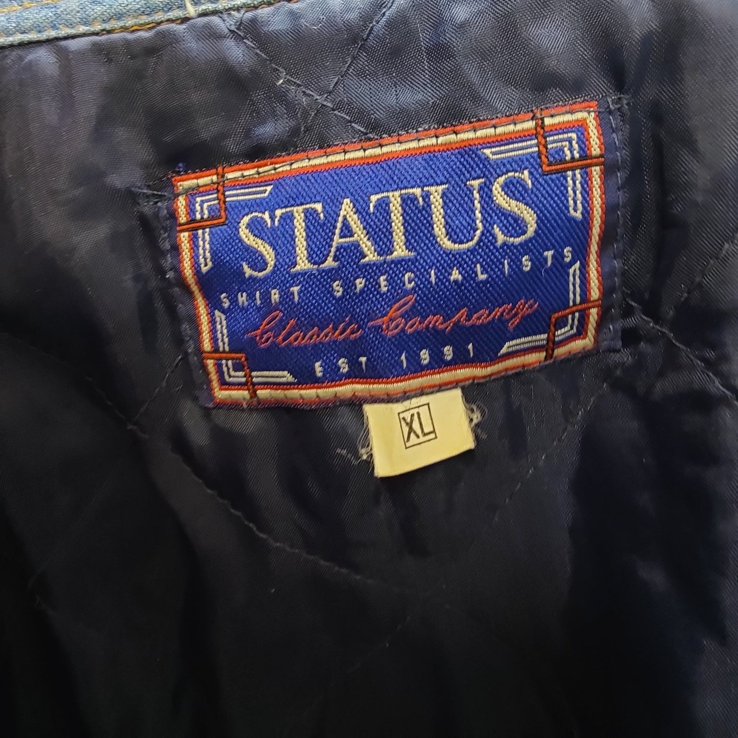 Status Vintage Blue Long Sleeve Denim Button Up Shirt Men Size XL