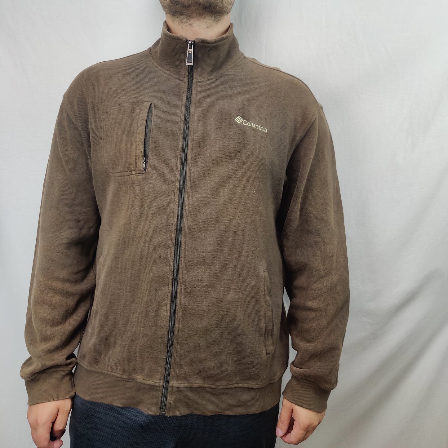 Columbia Sportswear Vintage Brown Full Zip Sweatshirt Men Size XXL