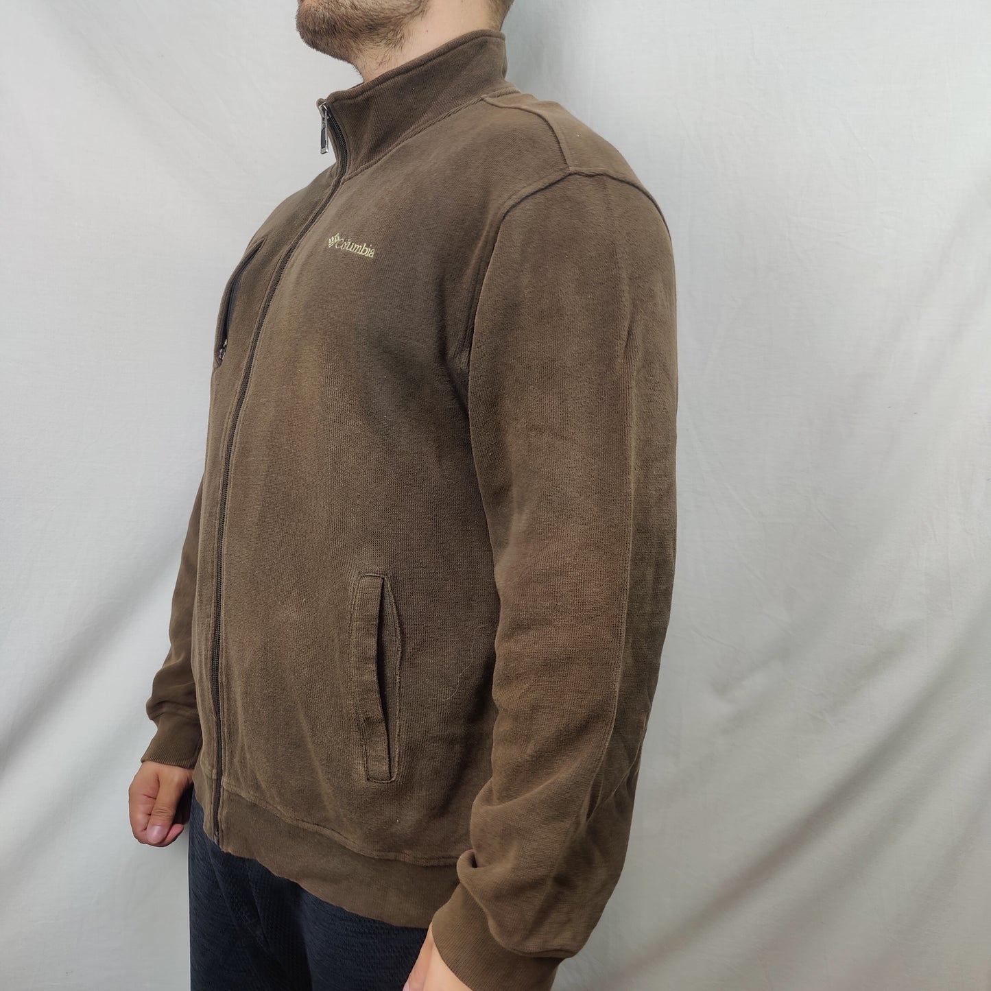 Columbia Sportswear Vintage Brown Full Zip Sweatshirt Men Size XXL