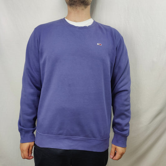 Tommy Hilfiger Lilac Blue Purple Crew Neck Loose Fit Sweatshirt Men Large