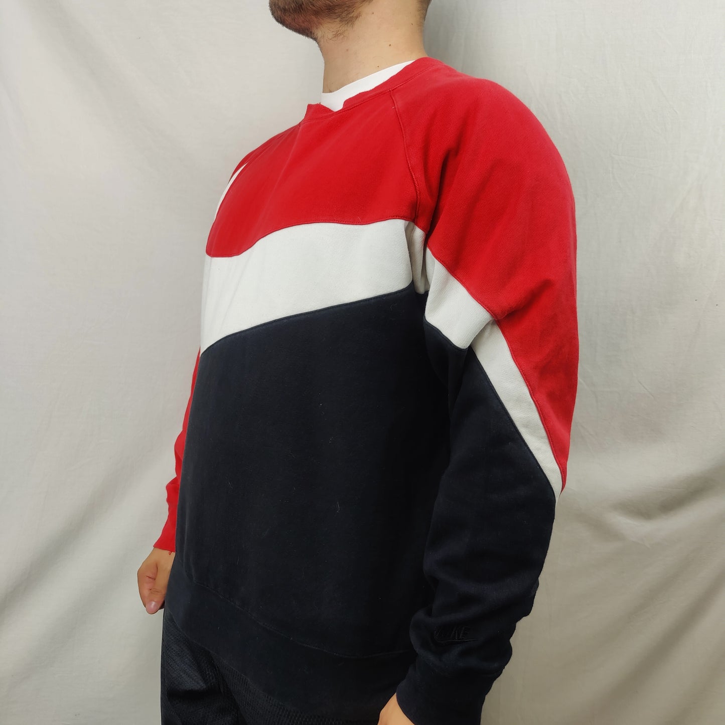 Nike HBR Big Centre Swoosh Red Black White Pullover Sweatshirt Men XL