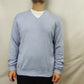 Polo Ralph Lauren Vintage Light Blue Cotton Knit V Neck Jumper Men XL