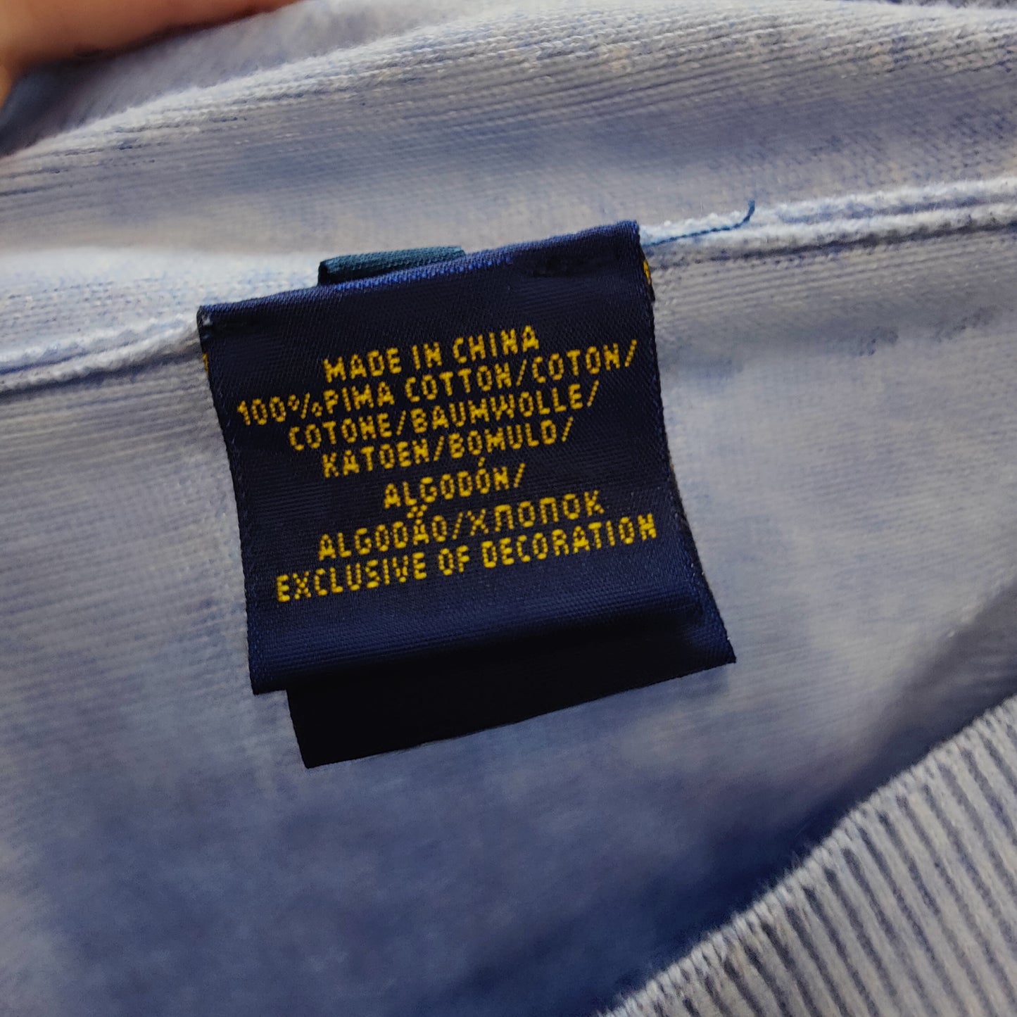 Polo Ralph Lauren Vintage Light Blue Cotton Knit V Neck Jumper Men XL