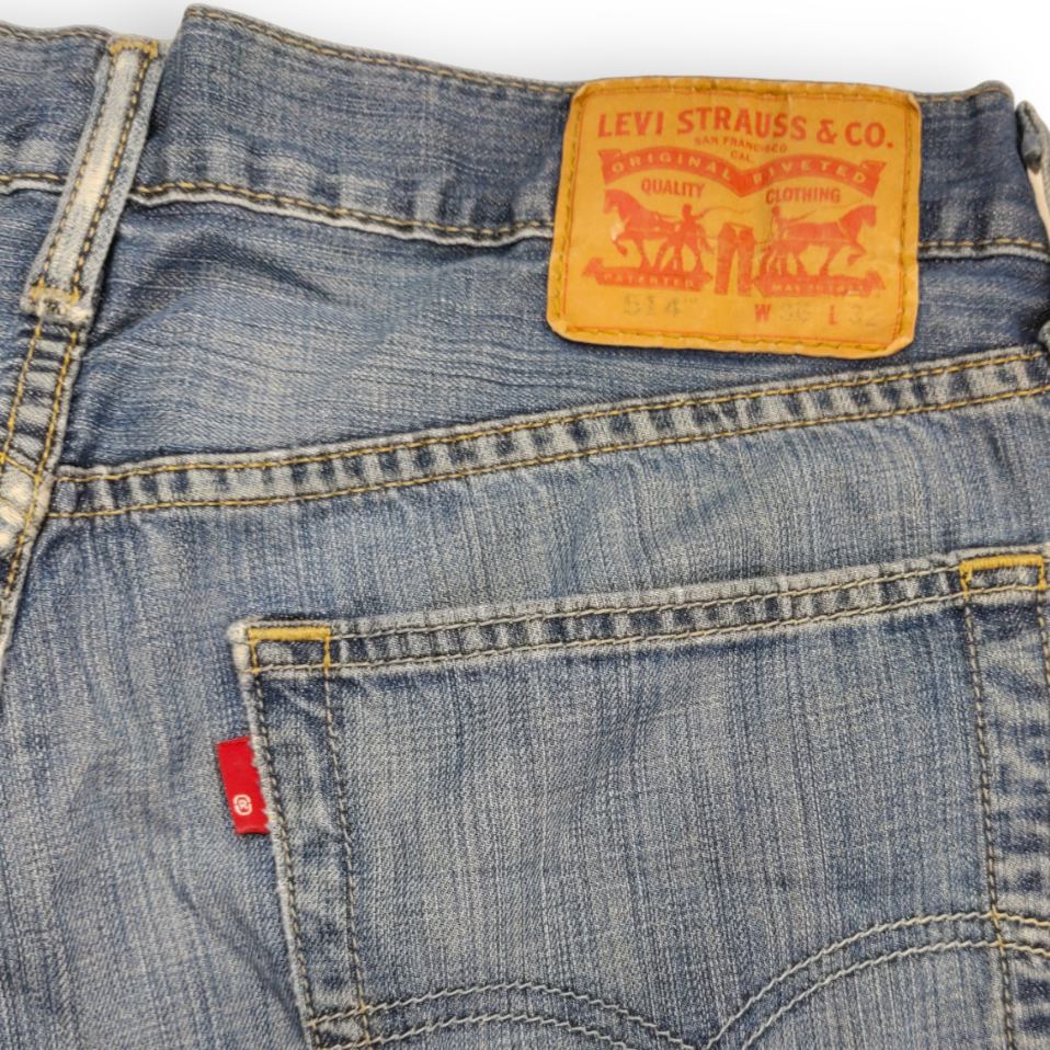 Levi's 514 Blue Stonewash Regular Straight Jeans Men Size W36/L32