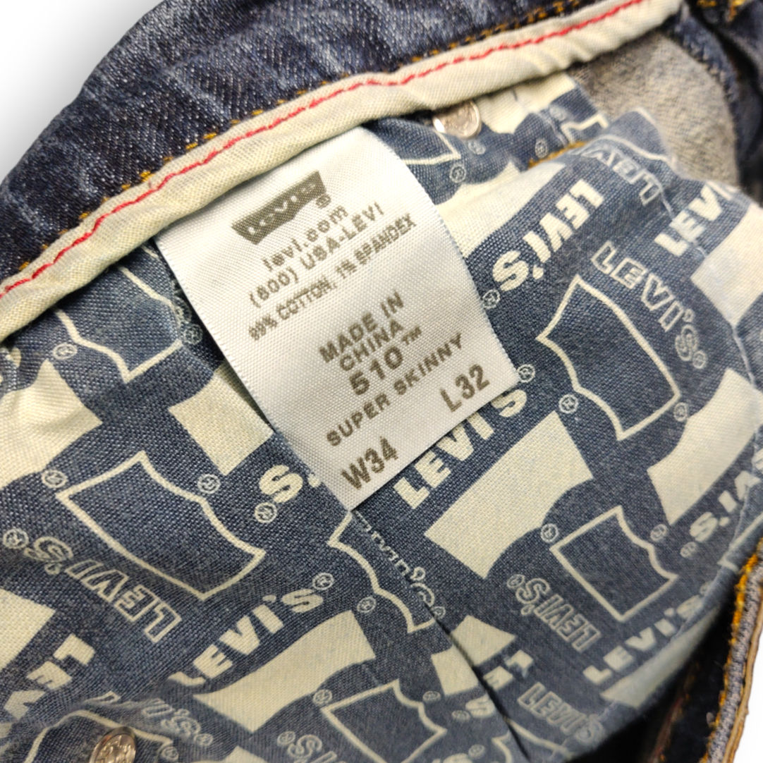 Levi Strauss 510 Vintage USA Blue Super Skinny Jeans Men Size W34/L32
