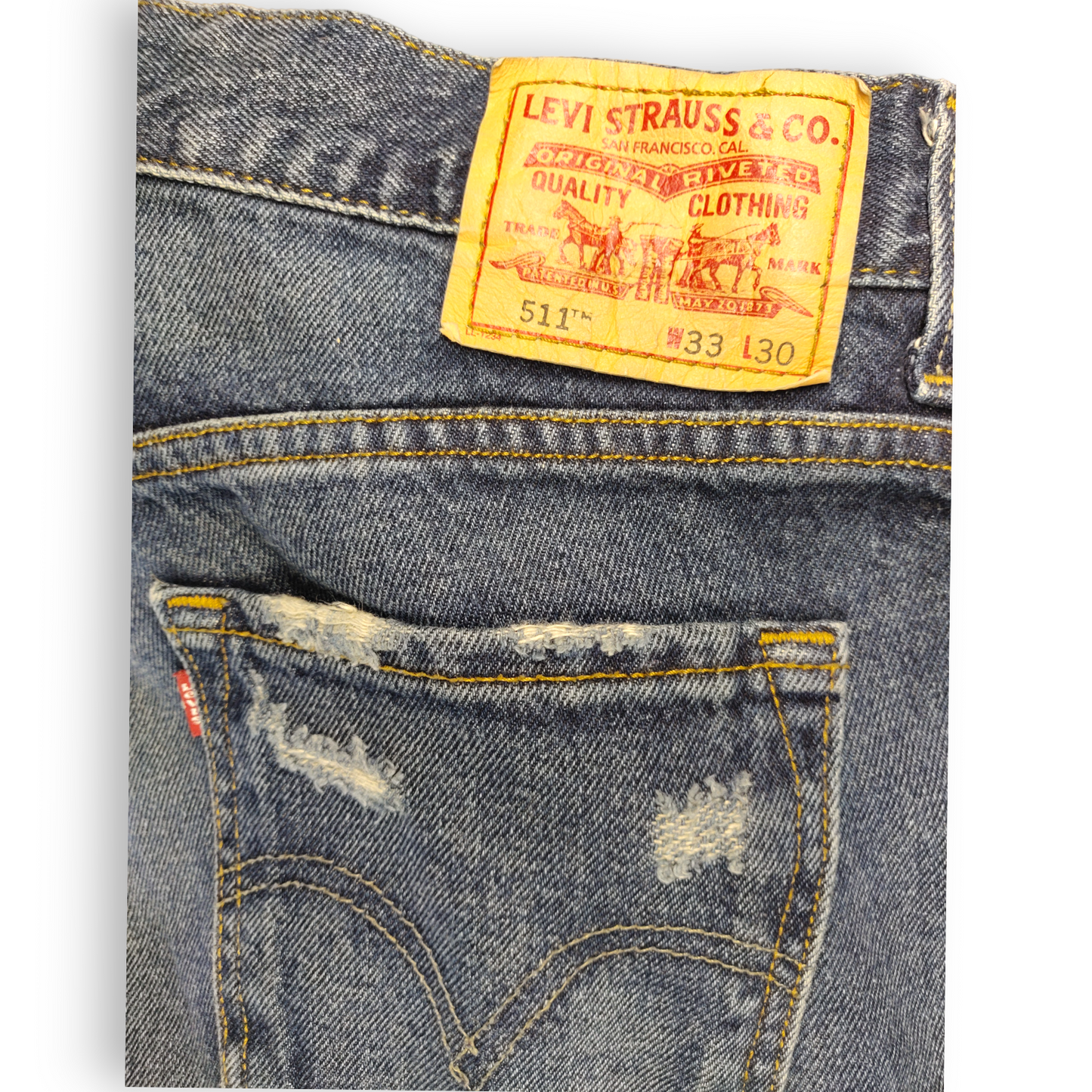 Levi's 511 Blue Distressed Skinny Jeans Men Size W33/L30