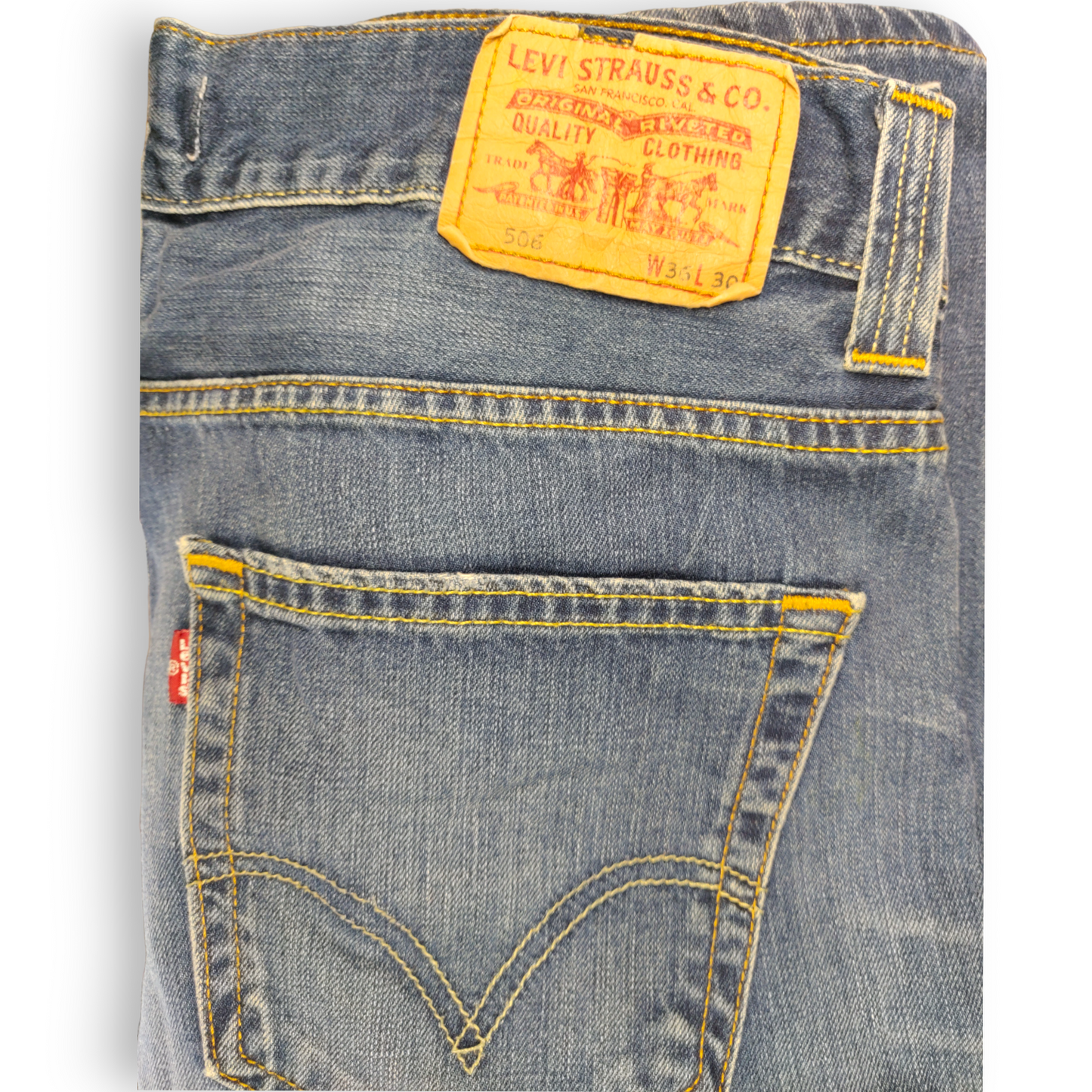 Levi's 506 Blue Standard Fit Straight Leg Zip Fly Jeans Men Size W36/L30