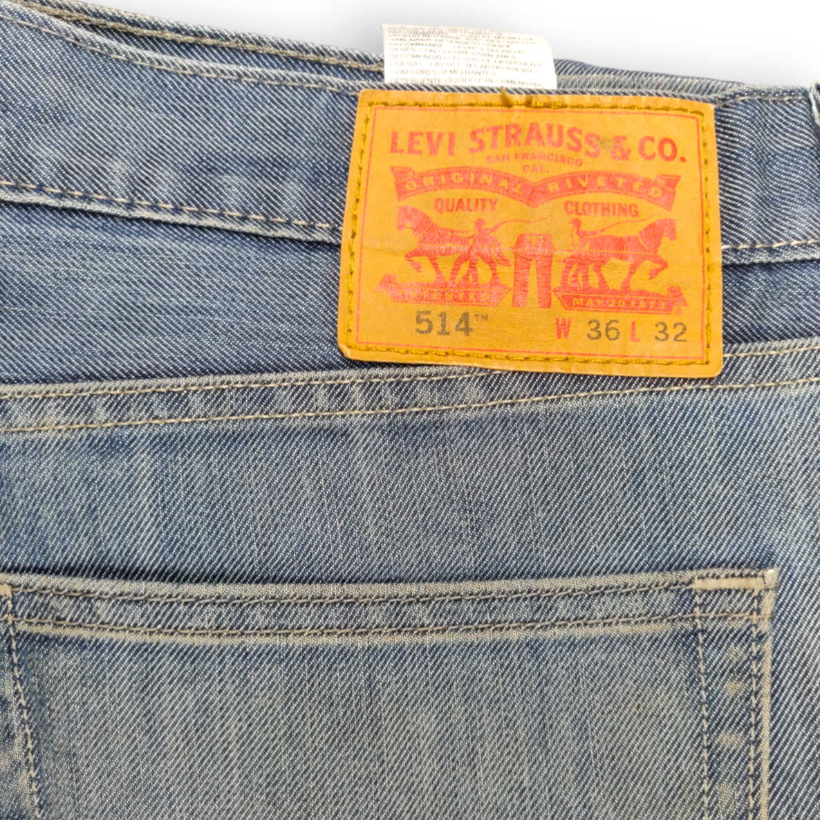 Levi's 514 Blue Stonewash Regular Fit Straight Jeans Men Size W36/L32
