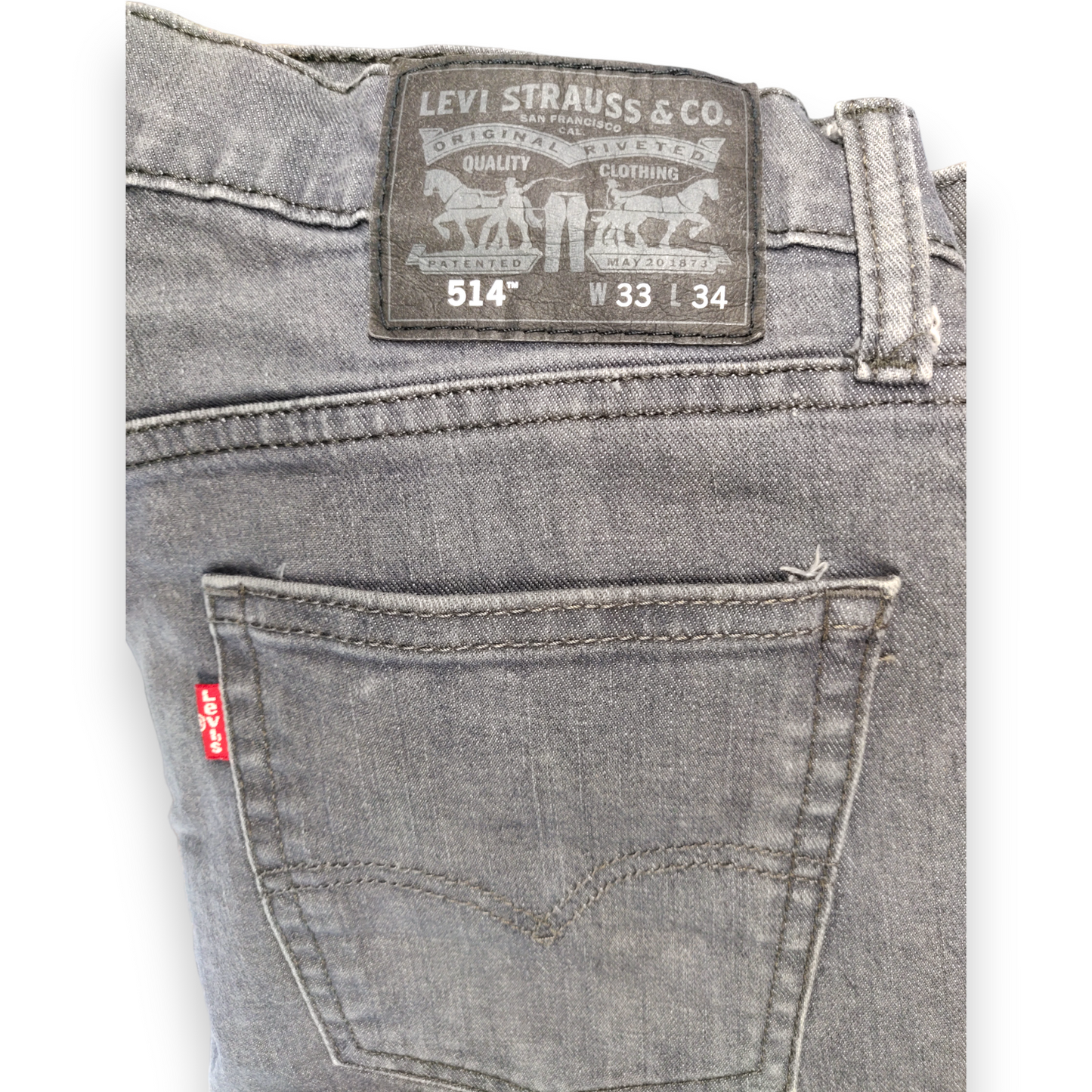 Levi's 514 Grey / Charcoal Black Slim Straight Jeans Men Size W33/W34