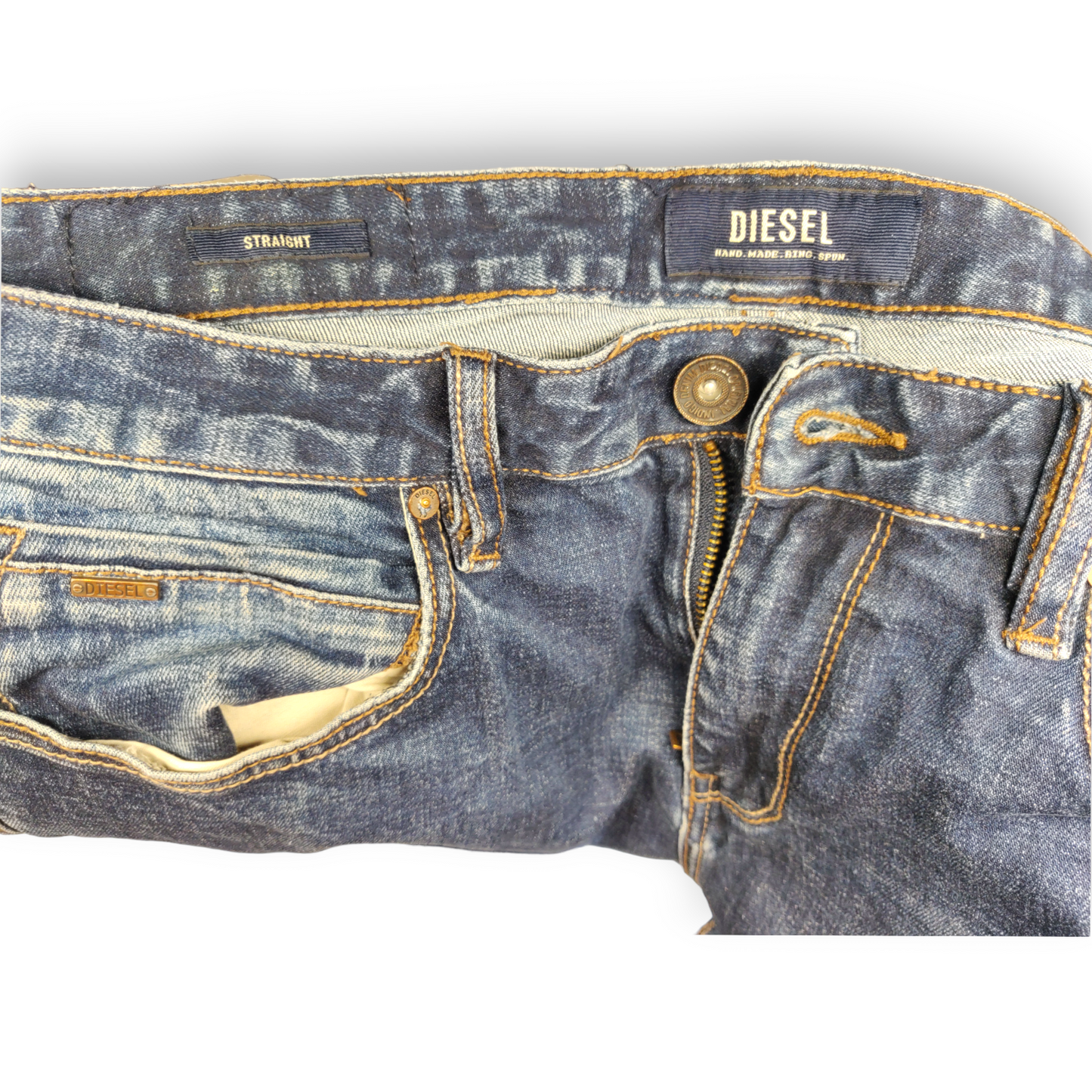 Diesel Blue Handmade Ring Spun Straight Fit Jeans Men Size W34/L32