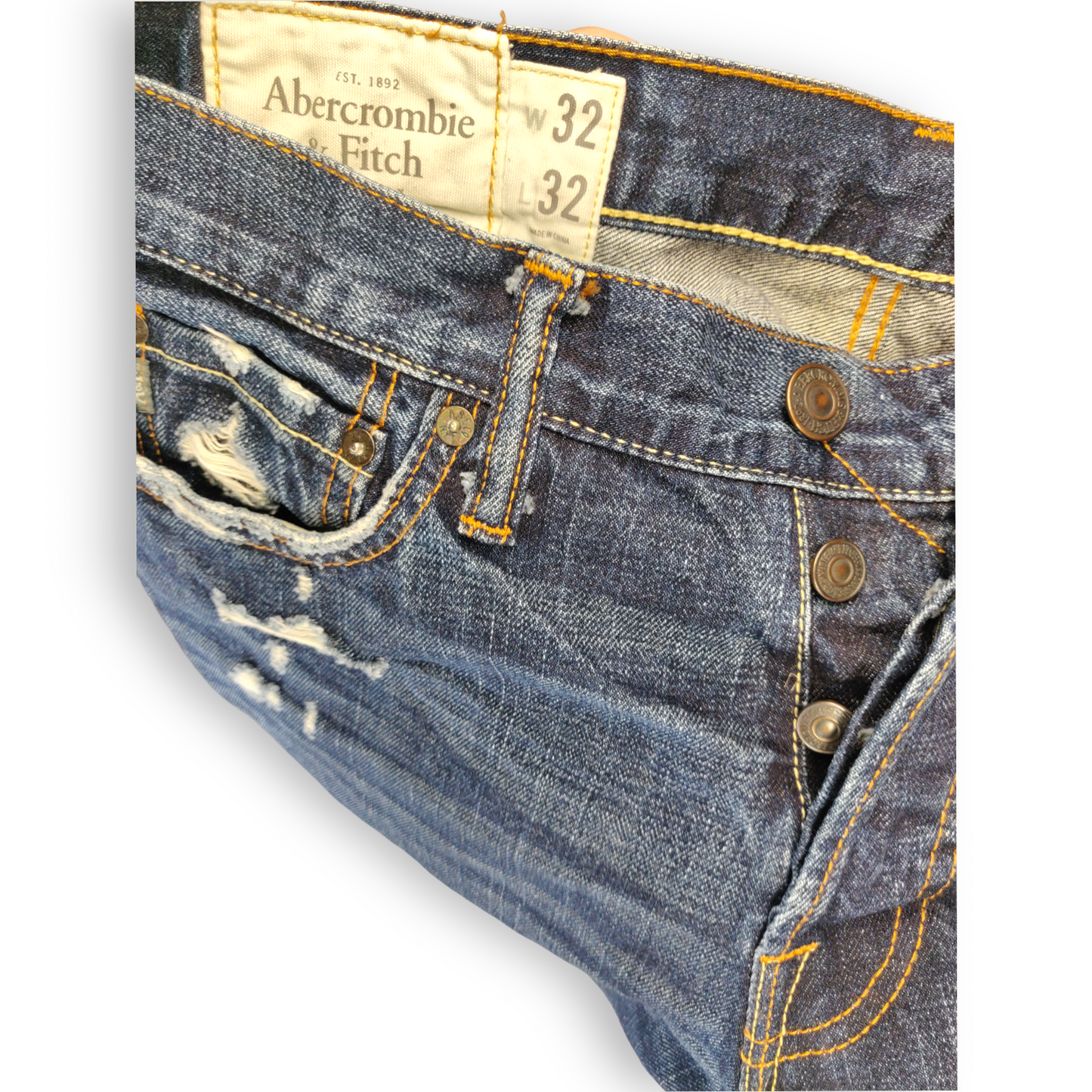 Abercrombie & Fitch Blue Straight Distressed Jeans Men Size W32/L32